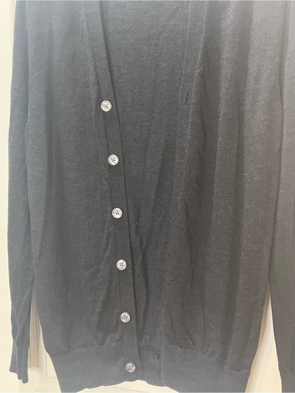 Charles Tyrwhitt Charcoal Button-Front Pure Merino Cardigan Lightweight S - Picture 4 of 8